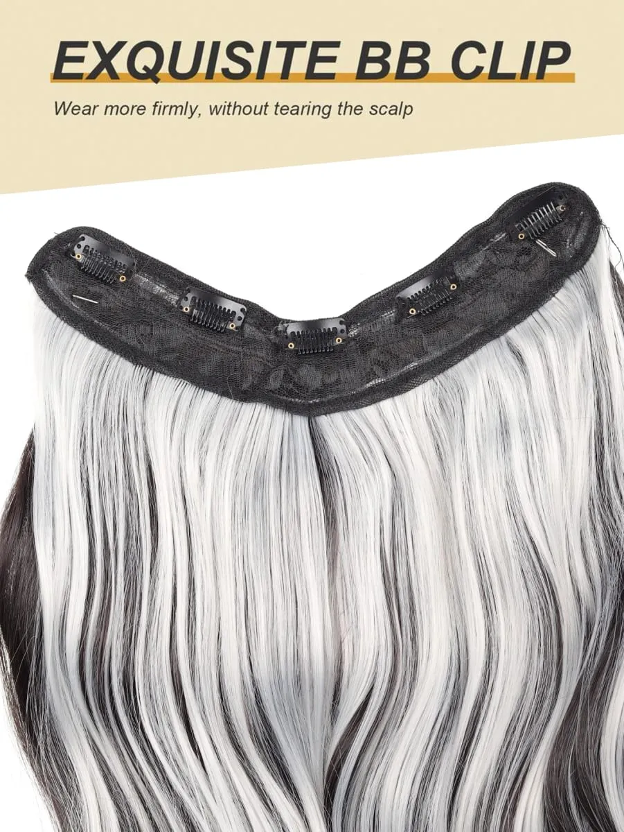 Synthetic Long Curly Wavy Hairstyle Hairpiece 5 Clip In Hair Extensions Black Brown Grey Natural Fake Hair For Women — image 5