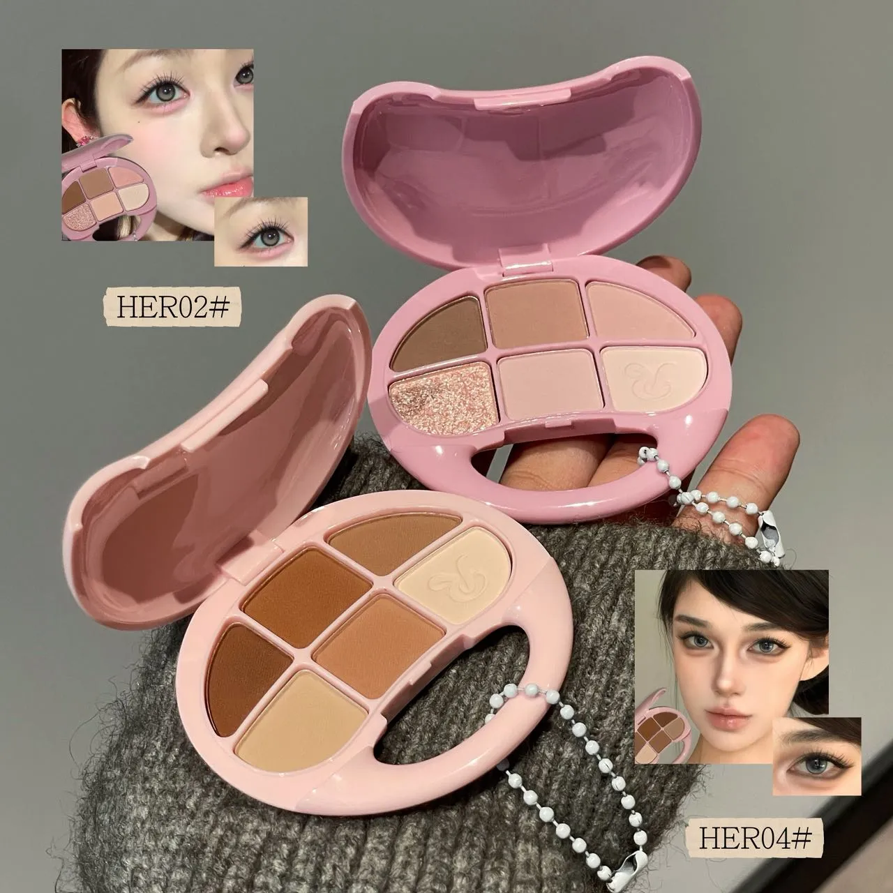 Pink Brown Six Color Eye Shadow Disk Low Saturation Matte Pearlescent Eyeshadow Palette Korean Makeup Matte Shimmer Eye Cosmetic — image 4