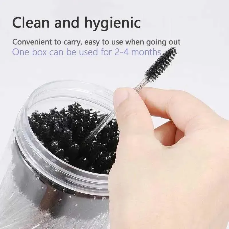 50Pcs Disposable Mascara Wands Eyebrow Spoolies Brush for Eyelash Extensions Lash Brushes with Container — image 4