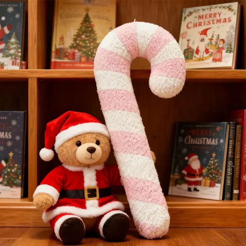 Exquisite Christmas Crutch Plush Toys Christmas Festive Atmosphere Soft Decoration Decorative Ornaments Festival Gift For Friend