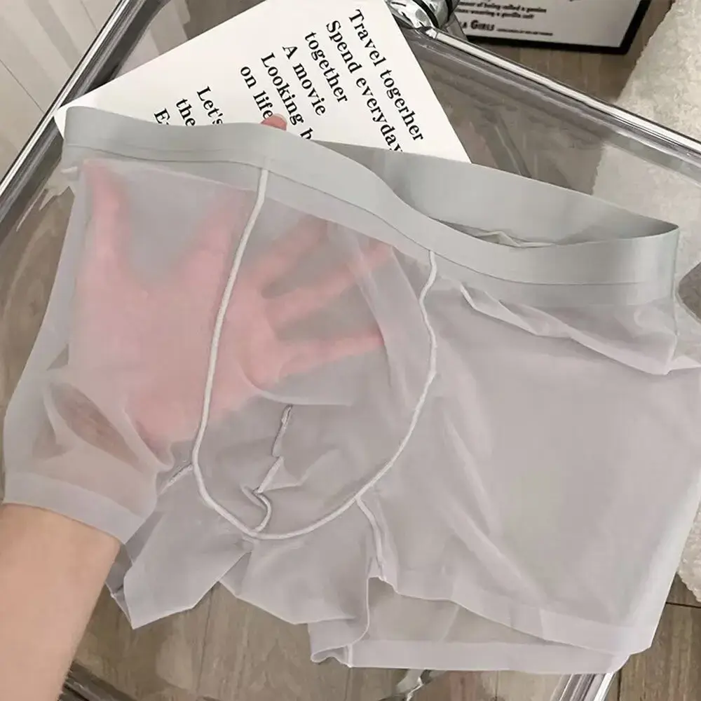 Men Sexy Elastic Men's Panties Quick Drying Ultra-thin Boxer Shorts Transparent Boxers Underwear U Bulge Pouch Sexy Und — image 6