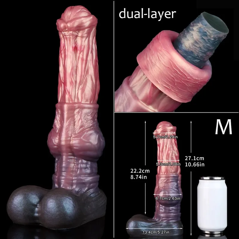 Double Layer Silicone Fantasy Dog Knot Dildo Blue Butt Plug with Sucker Anal Dilator Masturbate Sex toy for Adult 18+ — image 12
