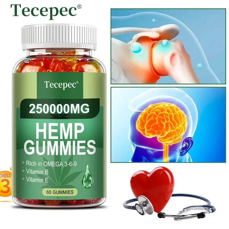 ประกอบด้วยโอเมก้า 3-6-9 วิตามิน B E Gummies - บรรเทาความเครียด การนอนหลับ อารมณ์ ผิว เล็บ โฟกัสร่วมสนับสนุนอาหารเสริมที่ไม่ใช่จีเอ็มโอ — image 1