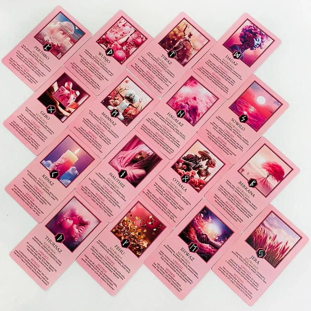 Pink Oracle Cards For Relationship Guidance & Divination - Elder Futhark Rune Meanings Perfect For Collector & Gift Giving — image 4