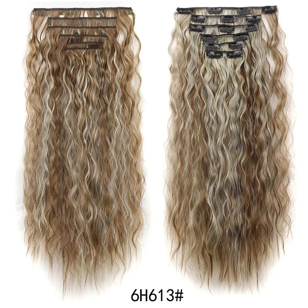 Corn Hair Extensions 6Pcs 20 Inch Clip In Hair Extensions Curly Clip Ins Hair Extension Invisible Natural Hairpieces For Women — image 15