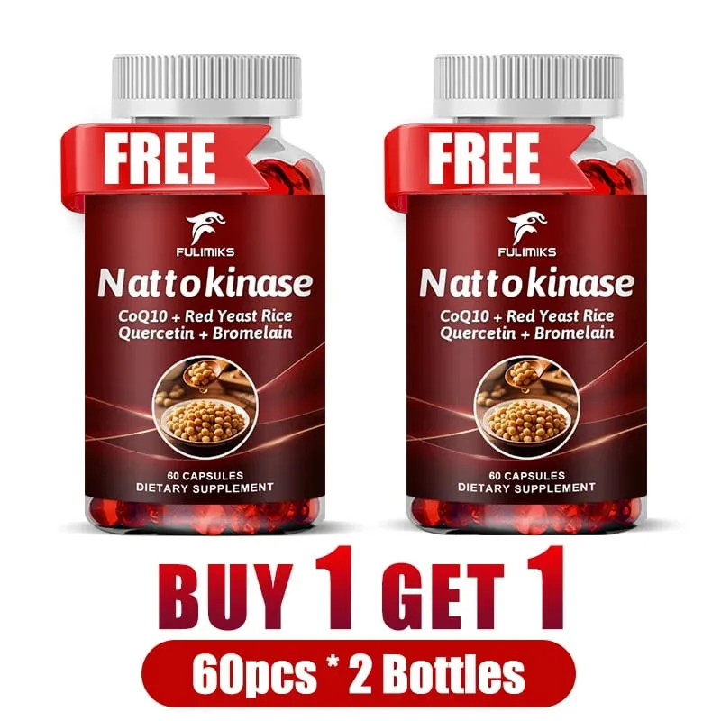 Nattokinase Supplement with CoQ10 Red Yeast Rice Quercetin Bromelain Support Blood Flow Heart Health Digestive Aid Energy — image 7
