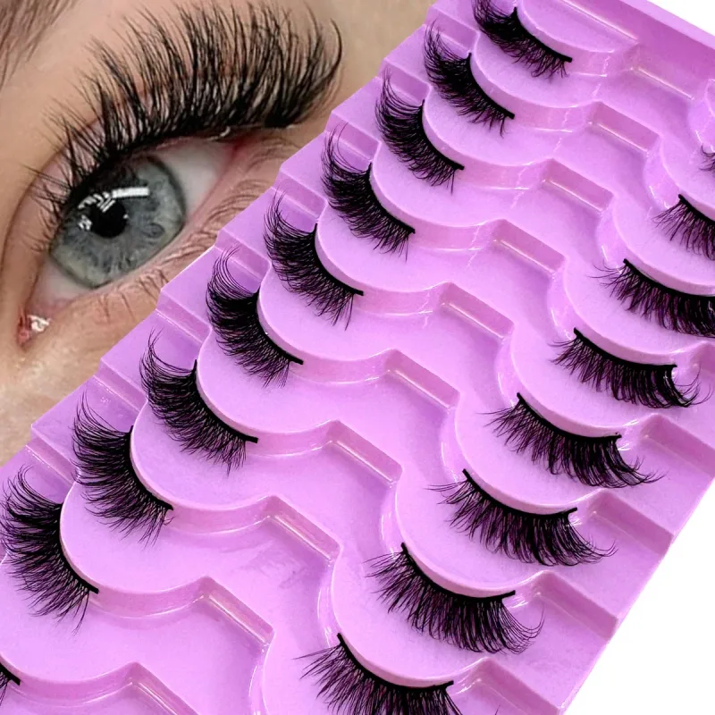 Poloviční řasy 10 párů Poloviční řasy Měkké přírodní řasy pro kočičí oči Makeup Tool Prodlužování umělých řas Fluffy Faux Cils — image 9
