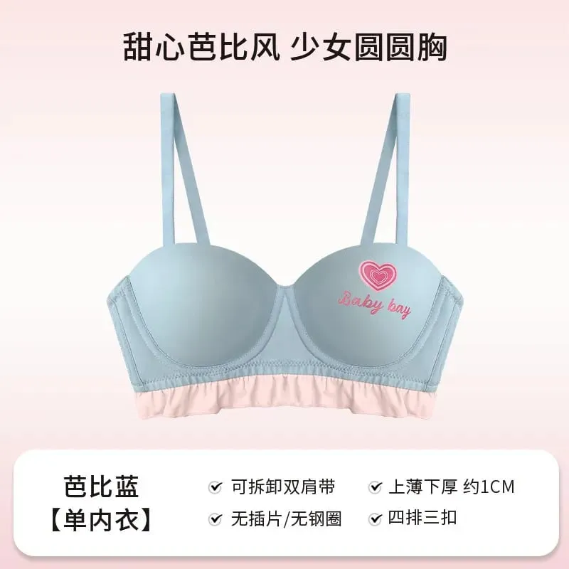 Blue Heart Seamless Wireless Bra Round Half Cup Lingerie for Small Chest Push Up No Underwire Sexy Intimates S-XL — image 9