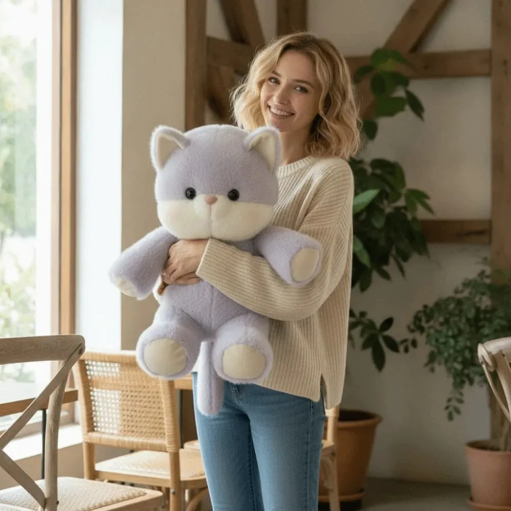 Creative Gift Soft Cat Stuffed Animal Plush Pillow Emotional Support 17.7inch Plush Toy Cat Pattern Cute Stuffed Animals Plush