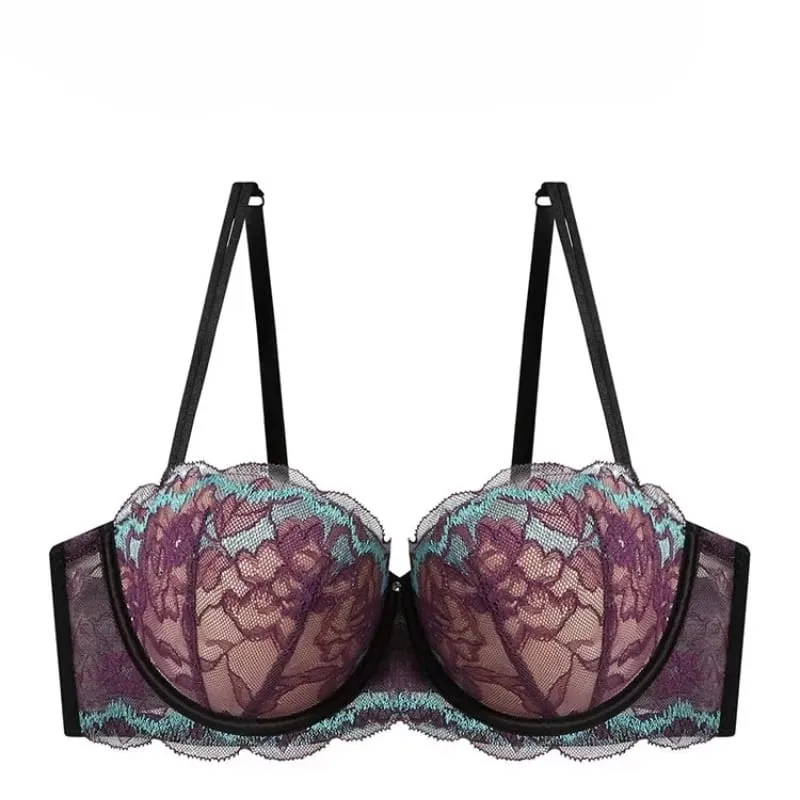 Hot Sale Purple Minimizer Bra Plus Size Soft Lace Wireless Anti Sagging Big Bust Look Smaller Breathable Bras M-XL — image 4
