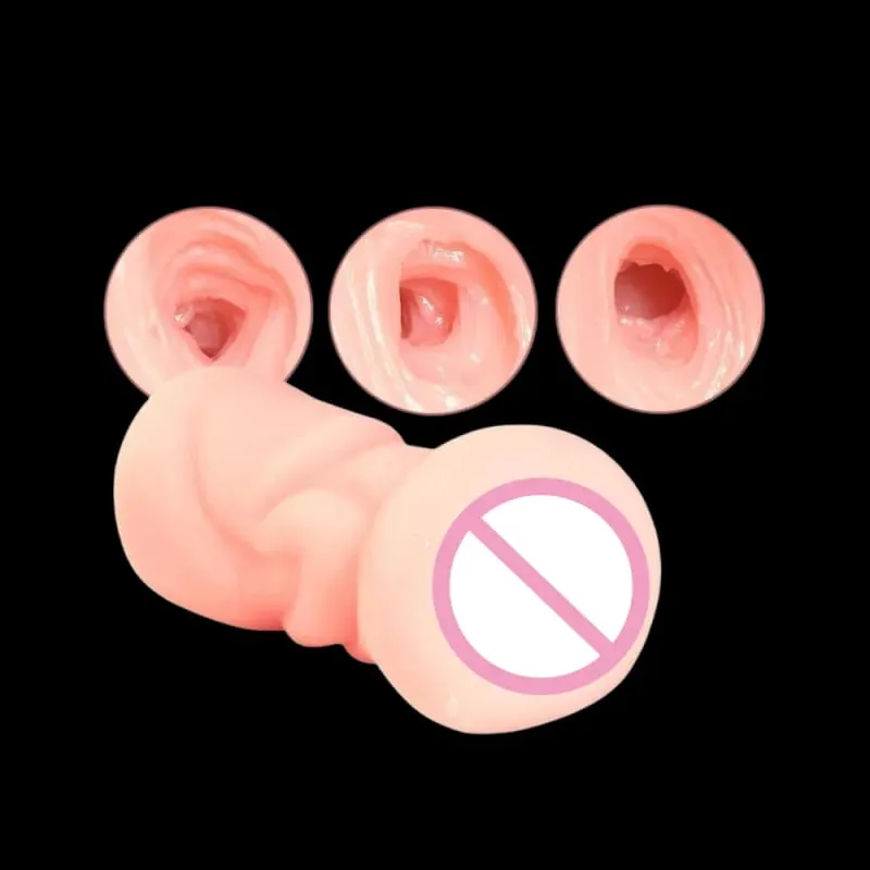 Soft TPE Aircraft Cup Male Stroker with Oral Vaginal Anal Textures Realistic Pocket Pussy Training Sex Toy for Men