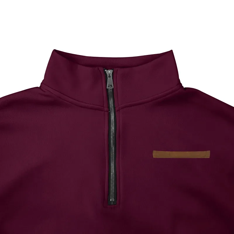 American autumn and winter heavy fleece long-sleeved men's sweater half zipper loose stand-up collar pullover men's sweater — image 22