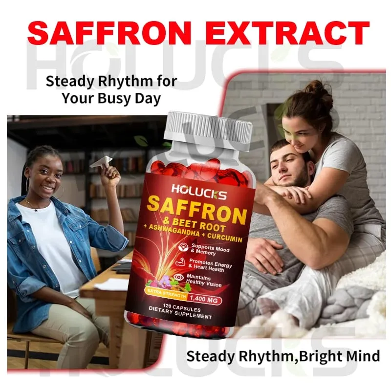 Buy 1 Get 1 Free! Saffron Extract 1400mg Supplement for Hormone Balance Period Comfort & Natural Well-Being Stress Relief