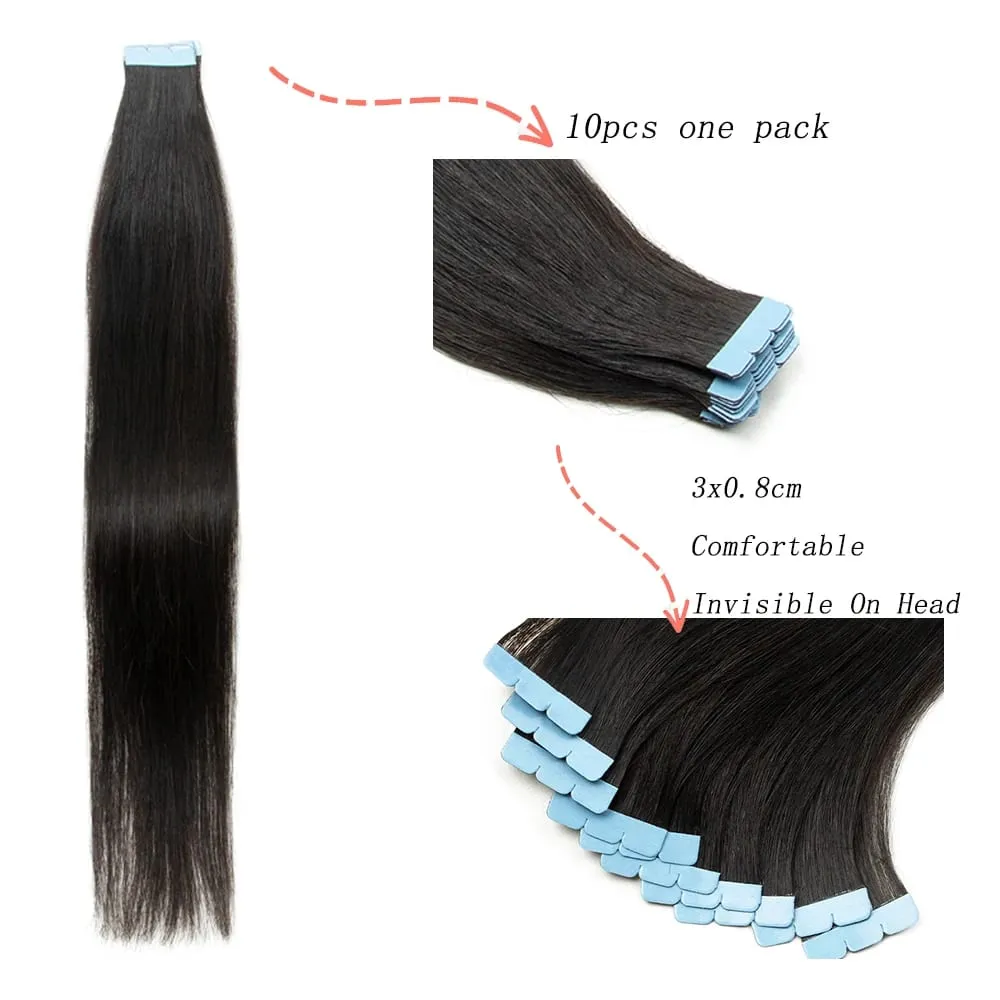 Tape-in Human Hair Extensions Straight Seamless And Invisible Adds Volume And Length Suitable for Daily Wear