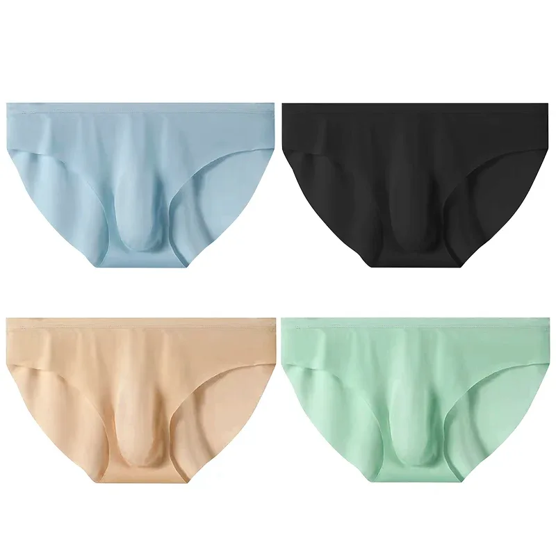 4Pcs Men Ice Silk Briefs Ultra Thin Transparent Seamless 3D Pouch Low Waist Breathable Triangle Underwear — image 17