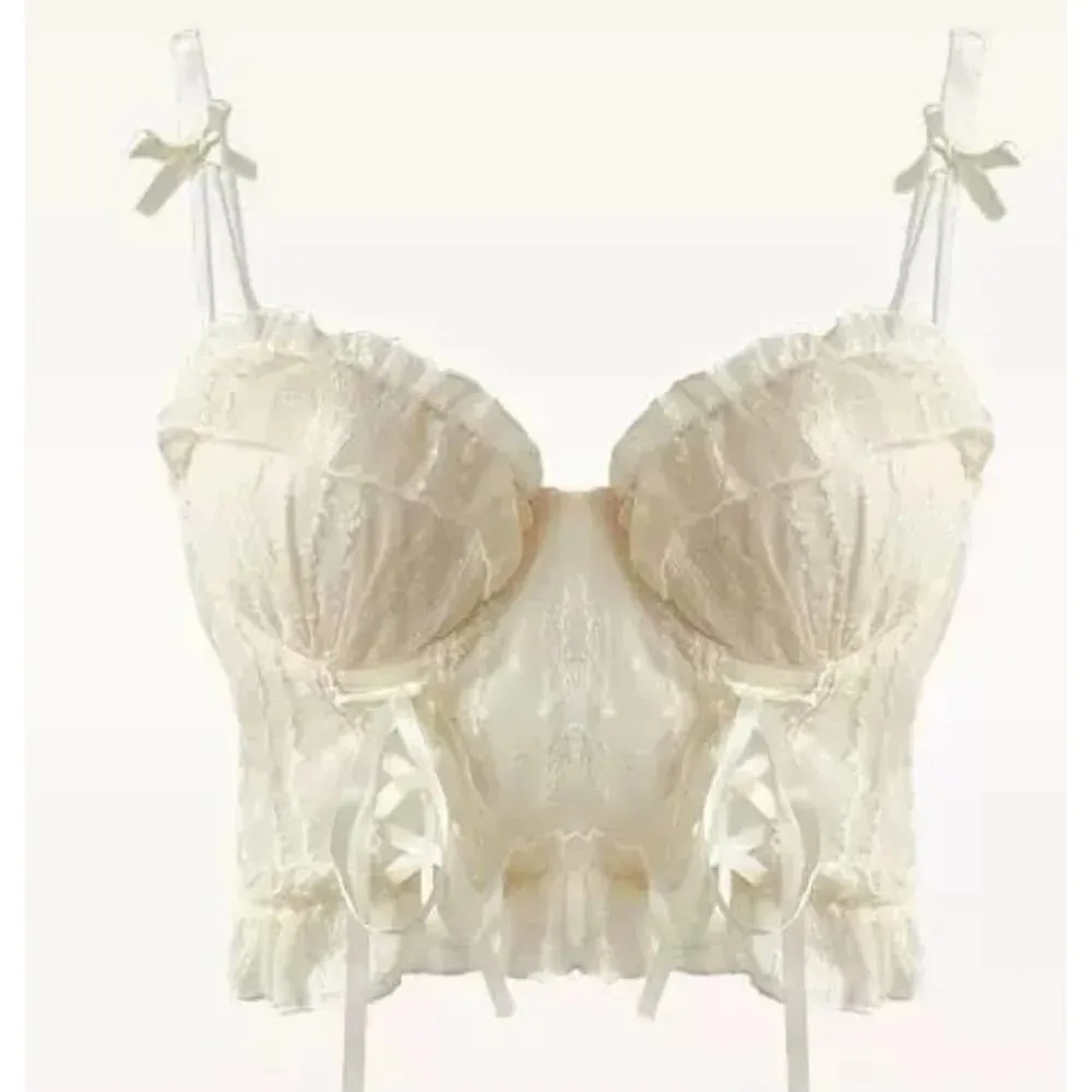 Doce plissado conjunto de sutiã de renda feminino pequeno busto push up malha cruz tiras puro suave diário lingerie macia 2 peças 32-38ab