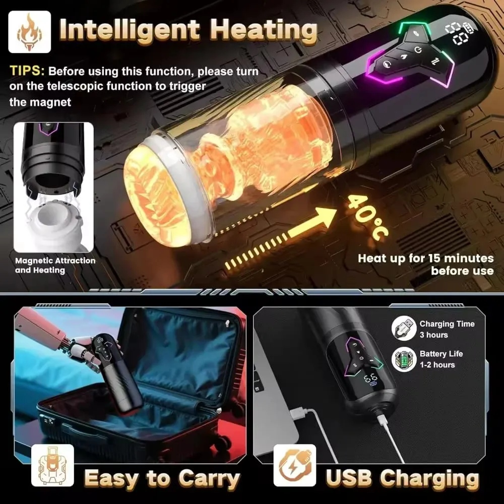Automatic Telescopic Male Masturbator 5 IN 1 Mode Penis Pump Sucking Vibrating Sex Machines LCD Display Sex Toys for Men