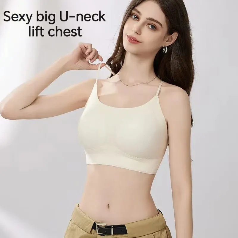 2025 Sexy French Camisole Backless Bra One-piece Seamless Lifting Lingerie No Underwire Gathering Anti-sagging Fix Cup Bra — image 5