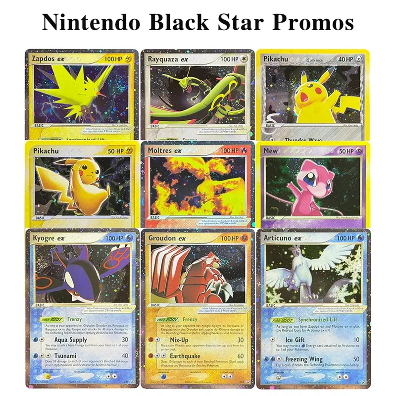 Proxy Cards Nintendo Black Star Promos Articuno Kyogre Moltres Rayquaza Zapdos Groudon New Holographic PKM Proxy Toys