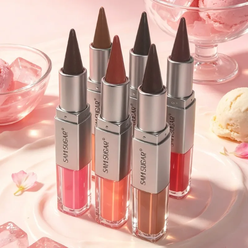 2 σε 1 Lip Liner & Lip Gloss Dual Ended Hydrating Non Stick Lipstick Matte Velvet Outline Crayon με γυαλιστερό γυαλιστερό Lip Glaze — image 5