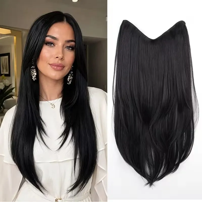 22Inch Synthetic Long Straight Multi Layer Hair Extension BB Clip Style Fiber Hairpiece for Women Daily Wear Confident Elegant — image 11