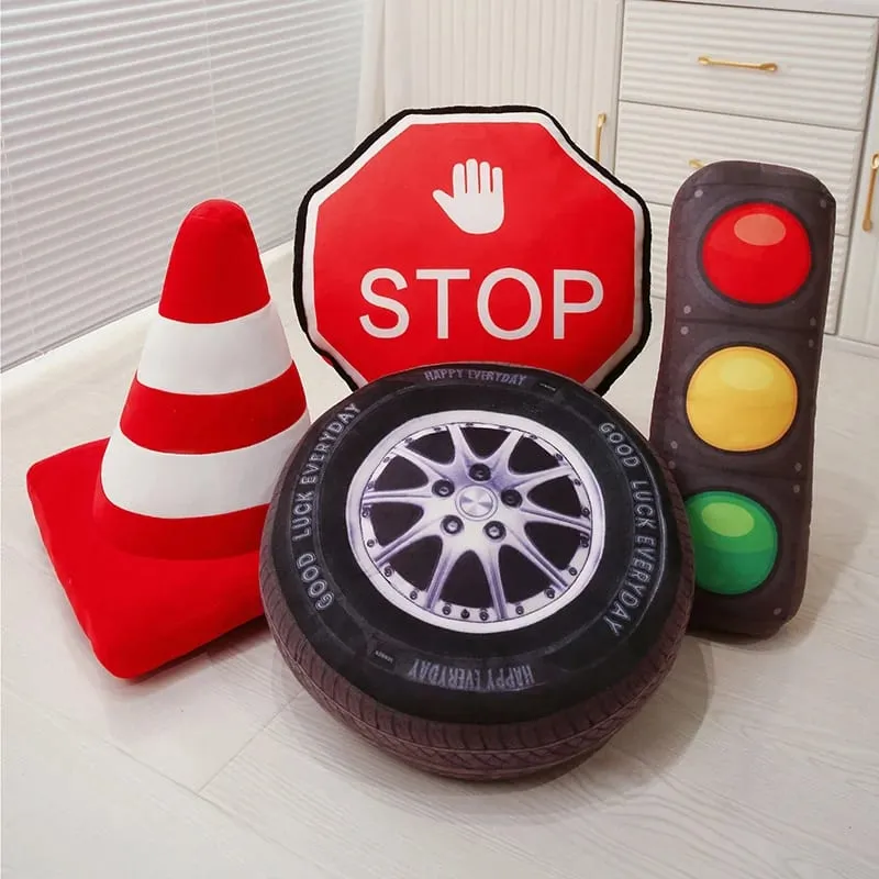 40cm Traffic Light Series Pillow Stop Traffic Light Roadblock Tire Creative Plush Toys Suitable For Home Kids Boys Favor Gifts — image 2