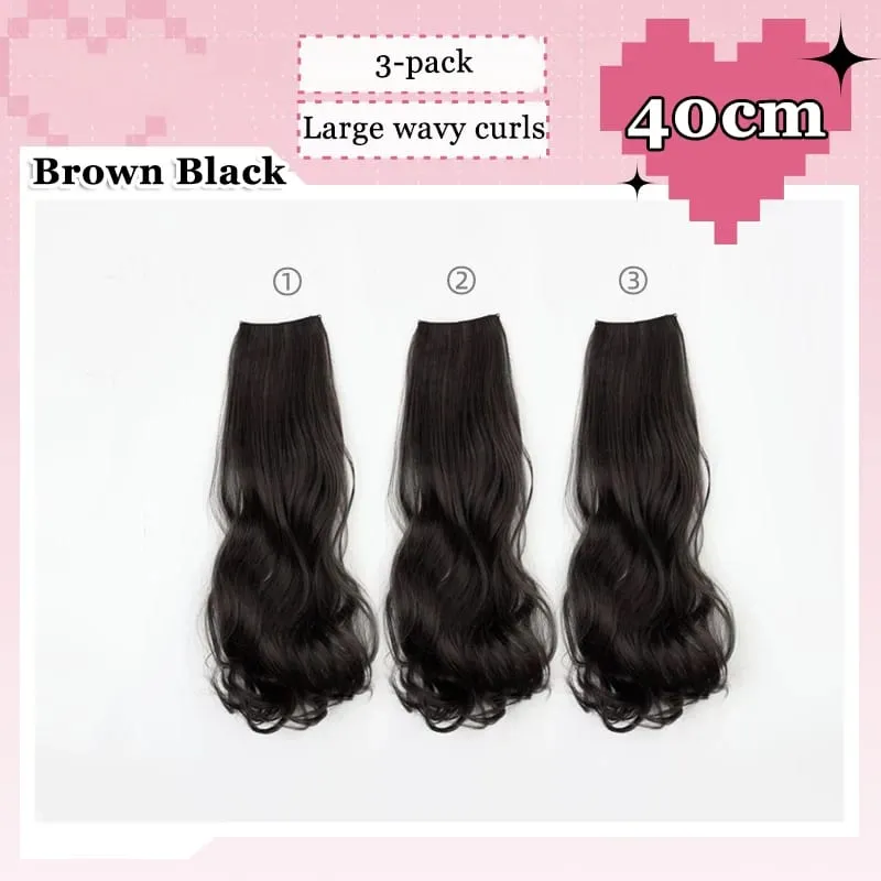 3Pcs/Set 6Clips Hair Extension Black Long Large Wavy Curls Natural Hair Hairpiece Heat Resistant Fiber For Women Hairstyle — image 10