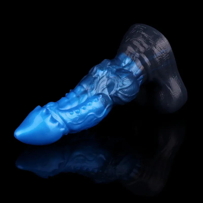 Double Layer Silicone Fantasy Dog Knot Dildo Blue Butt Plug with Sucker Anal Dilator Masturbate Sex toy for Adult 18+ — image 5