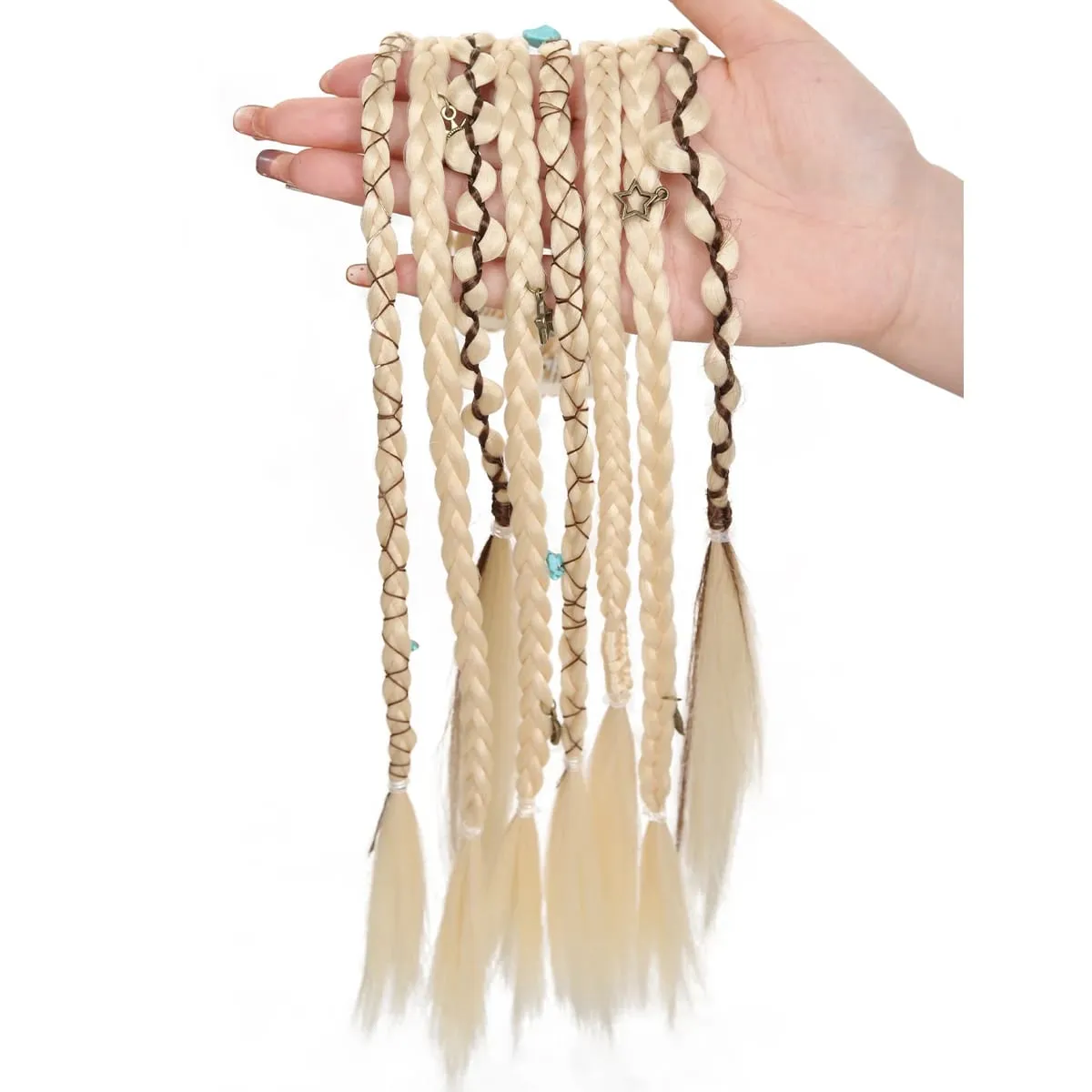20 Inches Bohemia Clip in Hair Extensions Handmade Synthetic Weaving Clip-on Long Braid Fairy Hair Synthetic Hair Extensions — image 6