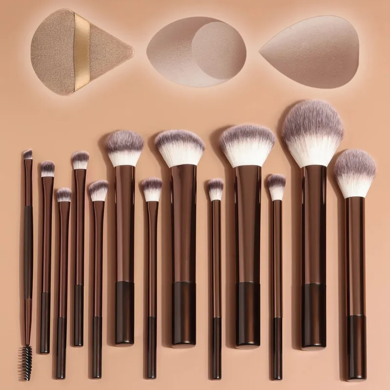 13Pcs Soft Bristle Makeup Brushes with Large Round Powder Brush Highlighter Brush Detail Eyeshadow Brush Lip Brush + 1 Puff 2 — image 7