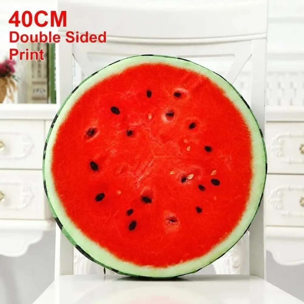 Soft Round Fruit Pillow Simulation Fruit Slice Print Seat Cushion Stuffed Inner Plush Fabric Sofa Cushion Sofa Decor