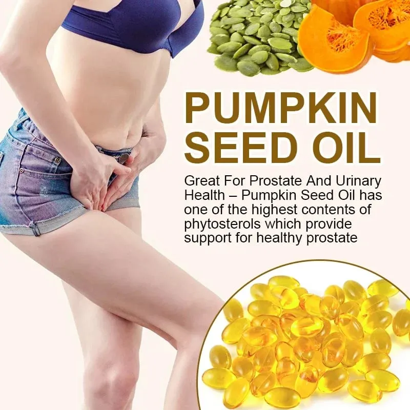 Buy 1 Get 1 Free! Pure Pumpkin Seed Oil Supplement Support Promotes Hair Growth Skin Health & Hormone Balance Restful Sleep