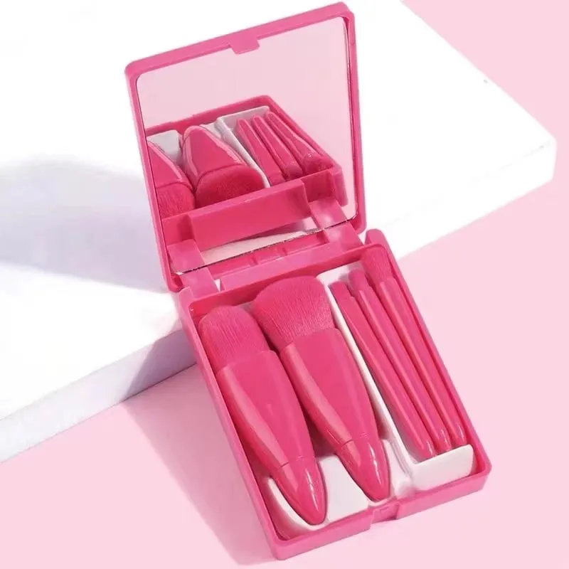 【B】5Pcs Makeup Brushes Set Mini Makeup Brushes Small Complete Function Cosmetic Brushes Kit With Case And Mirror — image 9