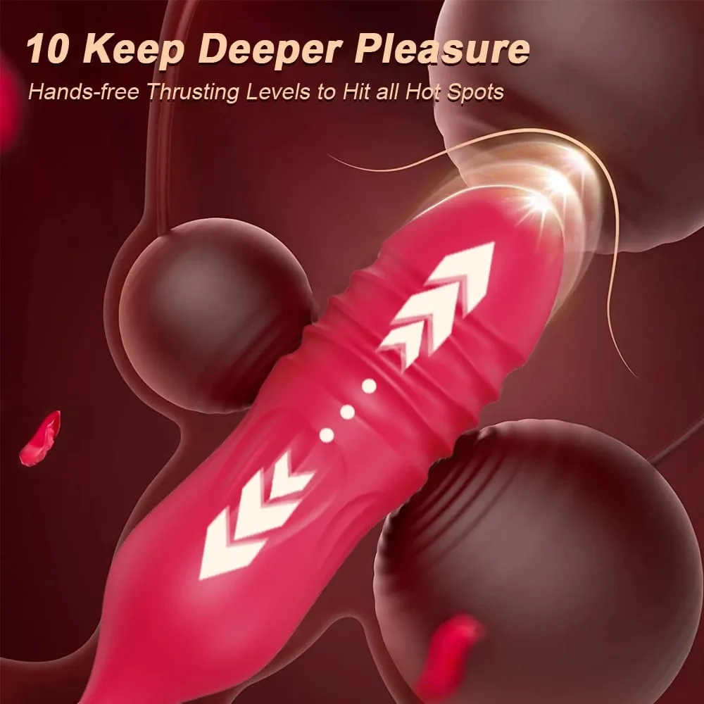 Rose 2 in 1 with Tongue Licking Thrusting Vibrator Sex Toys Dildo for Women Nipple Sucker Stimulator Vacuum Orgasm Female Adult — image 5