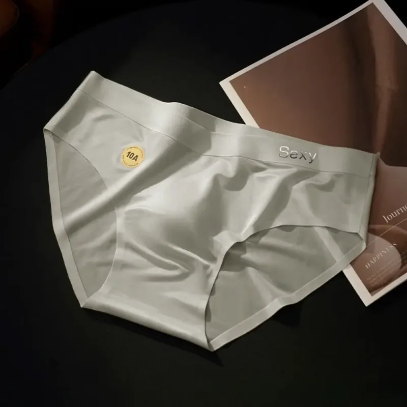 Solid Color Summer Thin Satin Briefs Men Simple Underpants Ice Silk Panties Quick Dry Breathable Seamless Underwear Men Gift — image 4