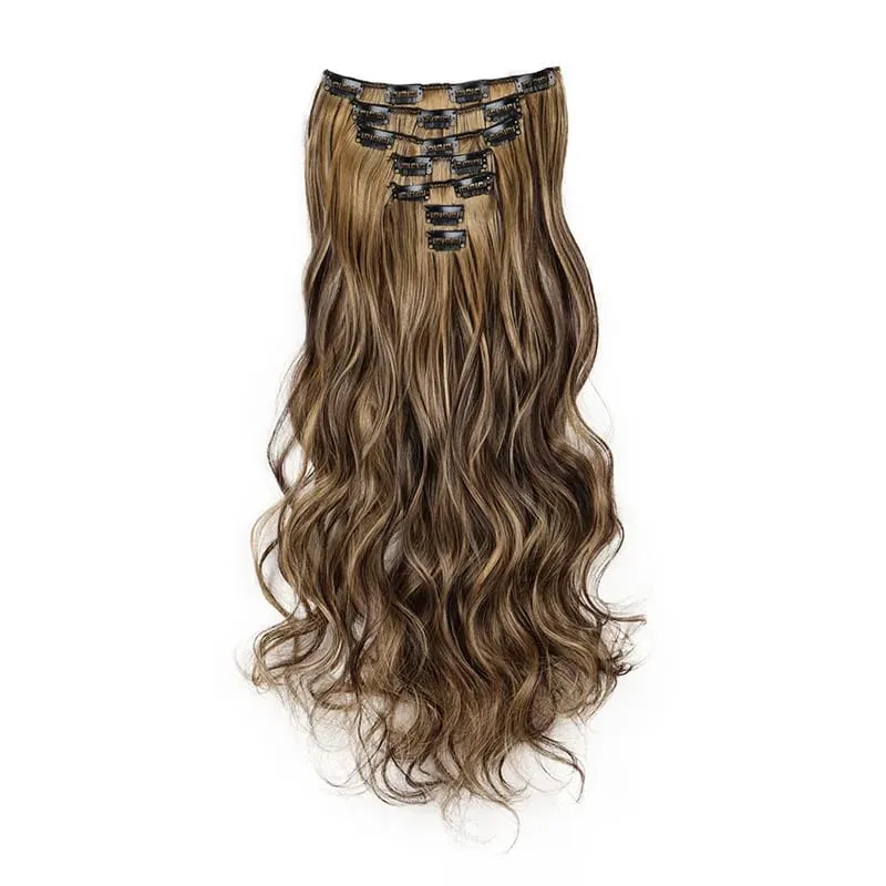 Clip In Hair Extensions 7 PCS Full Head 18Inch Long Curly Wavy Synthetic Hair Pieces Natural Wavy For Women GirlsHair cosplaywig — image 12