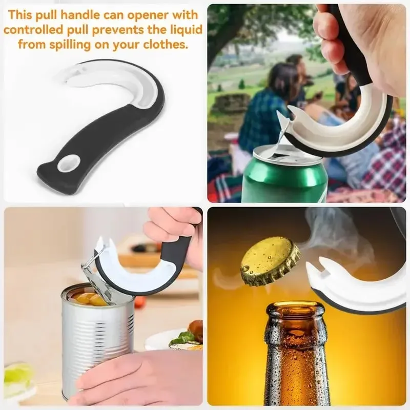 Portable J-Shaped Easy Grip Tin Openers Kitchen Non-Slip Jar Opener Lid Opening Tools Ring Pull Can Opener Multifunctional — image 5