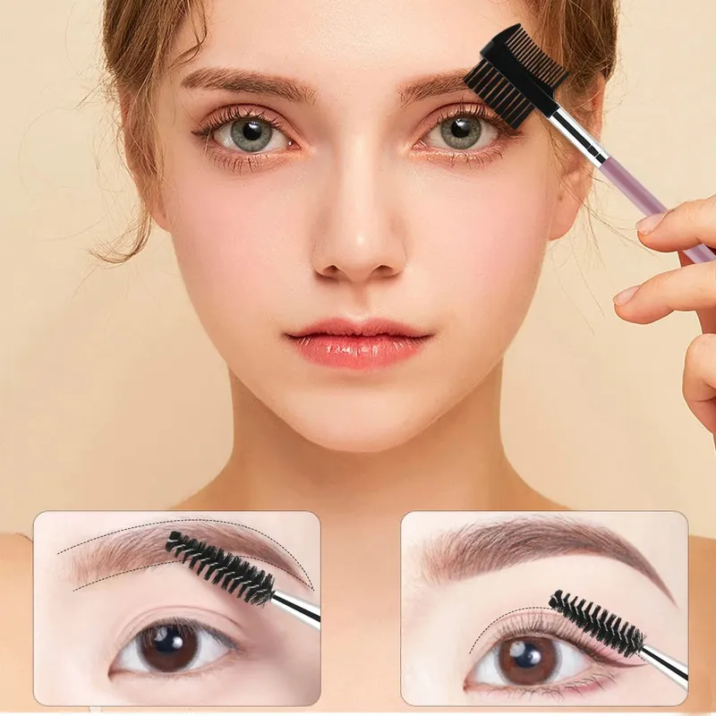 1/2/5PCS 3 Head Eyebrow Eyelash Shaper Double Head Brush Makeup Grooming Tool Cosmetic With 3 Different Spoolie Brushes — image 4