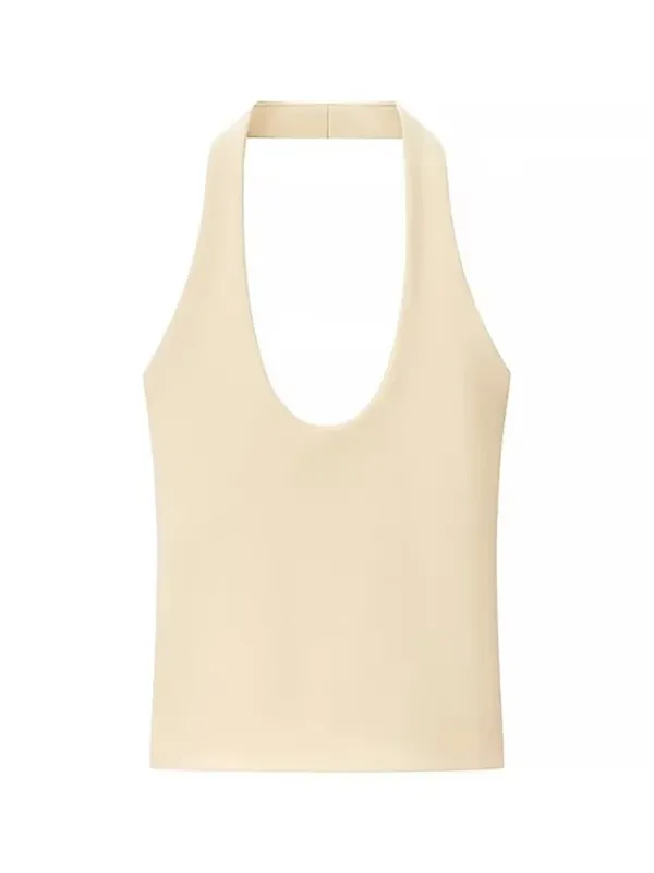 2025 Summer New Women's Solid Color Series Halter Collar Slim Backless Basic All-match Top — image 5