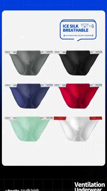 Panties Men's Solid Color Elastic Skinny Sexy Low Waist Ice Silk High Fork Thong Fitness Sports Comfortable Triangle Shorts — image 10