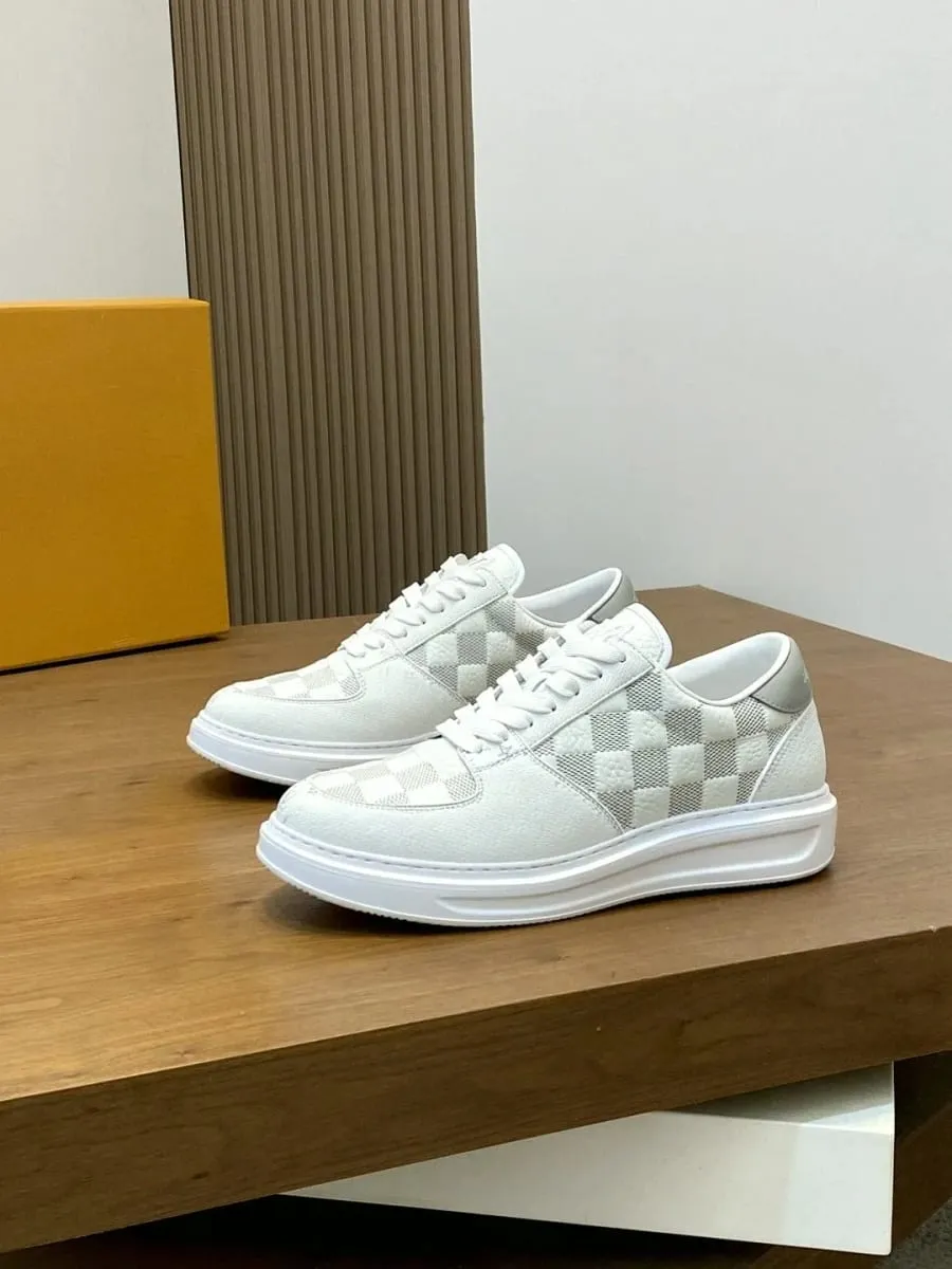Grain Leather Low‑Top Skate Sneakers Grey White Checkerboard Print Patchwork Non‑Slip Rubber Sole Minimal Versatile Daily Walking Shoes — image 6