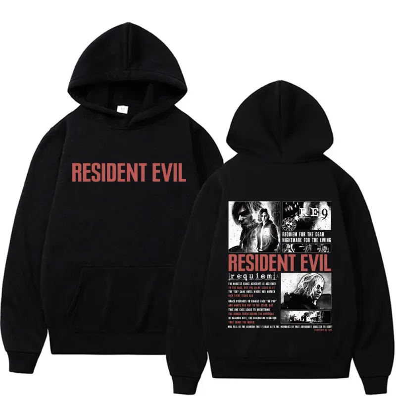 Resident Evil Requiem Sweatshirts Leon Kennedy Grace Ashcroft 90s Vintage Hoodies Men Women Fashion Classic Pullovers Streetwear