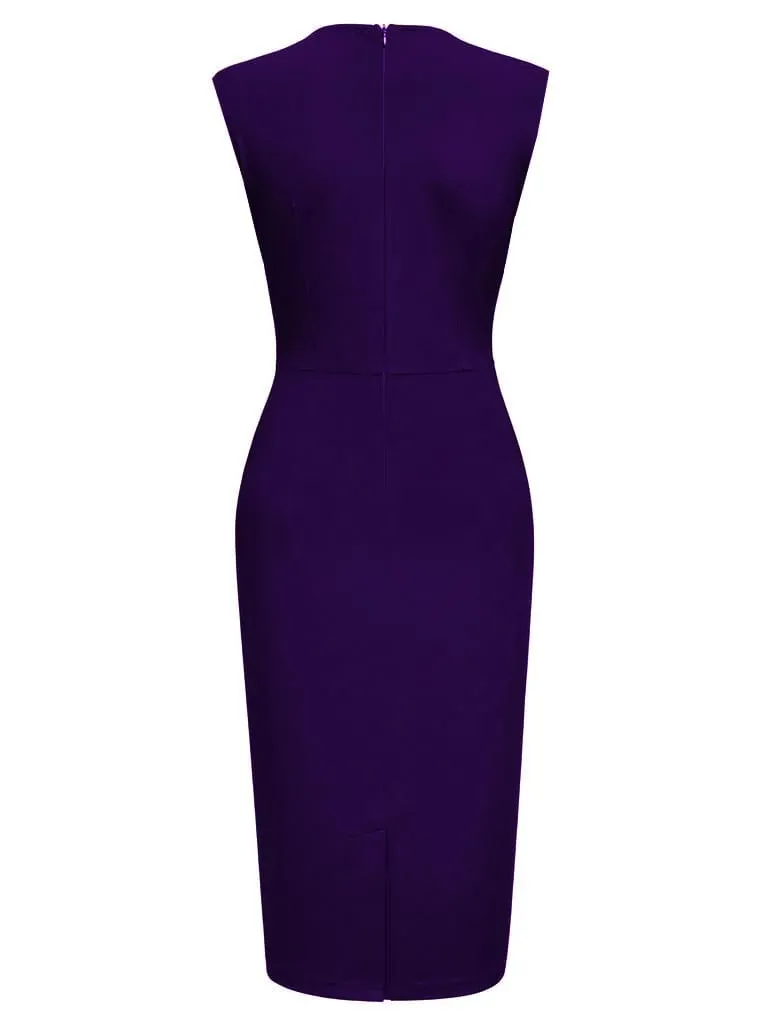 Women Elegant Square Neck Sleeveless Vintage Slim Work Office Cocktail Party Business Casual Sheath Bodycon Pencil Dress — image 7