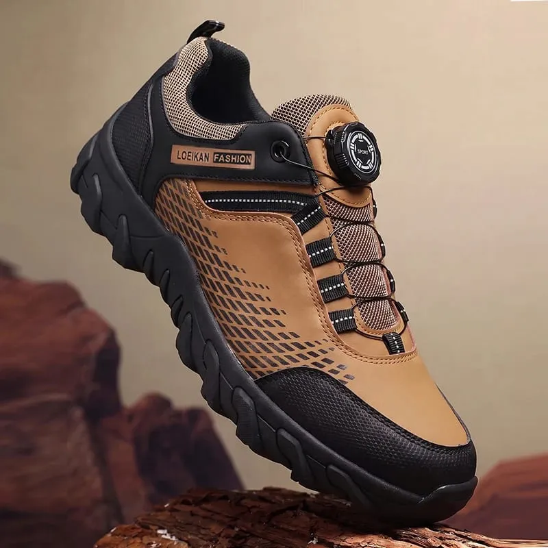 Men Casual Sneakers Rotary Buckle Quick‑Lace Mesh Patchwork Thick Non‑slip Sole Fashion Daily Male Shoes — image 2