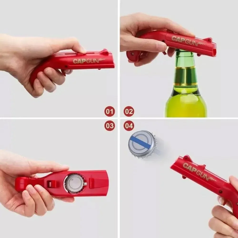 Portable Creative Cap Gun Flying Cap Launcher Beer Bottle Opener Novelty Fun Beverage Opener Tool Kitchen Party Gift Accessories — image 5