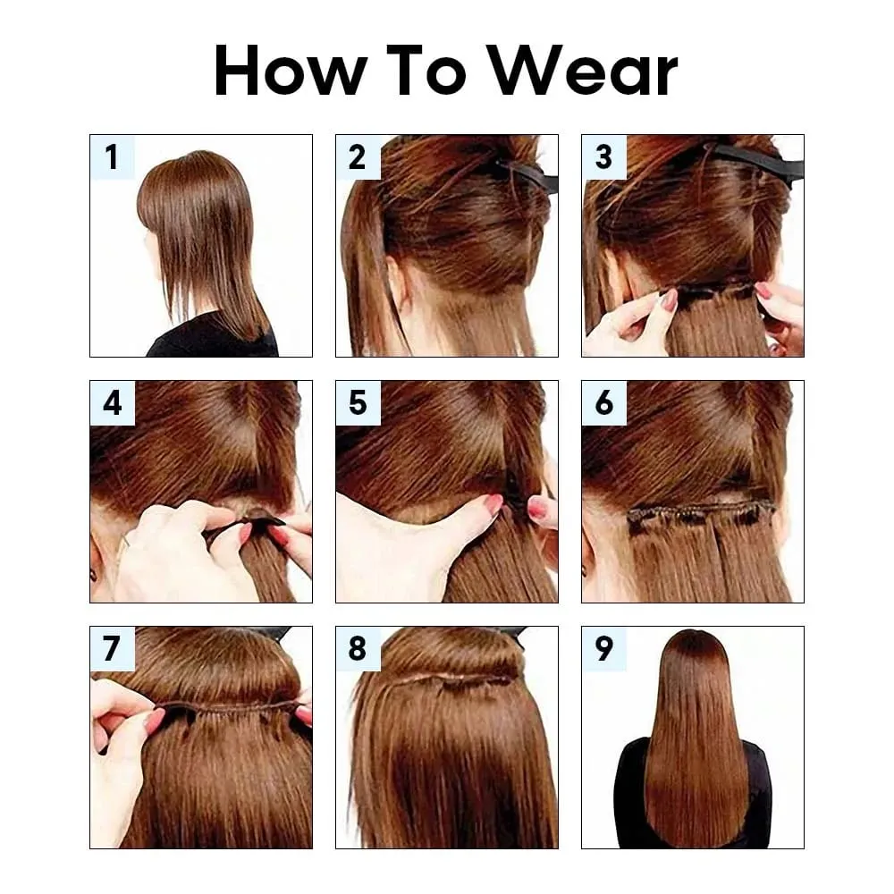 Clip in Long Wavy Synthetic Hair Extension 22 Inch 7PCS Thick Hairpieces Fiber Double Weft Hair for Women — image 6