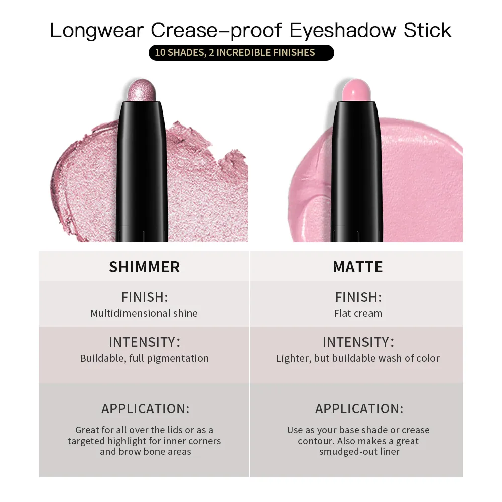 10colors Eyeshadow Stick Matte & Shimmer Shades Waterproof Smudge-proof Glitter Eyeshadow Pencil Stick Lasting Smooth Eye Makeup — image 6