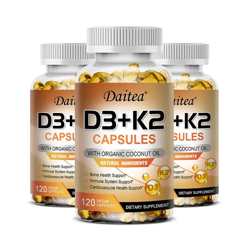 Vitamin D3 K2 Capsule - 5000 IU Vitamin D3 Promotes Strong Bones Calcium Absorption Teeth Heart Cardiovascular Health — image 11