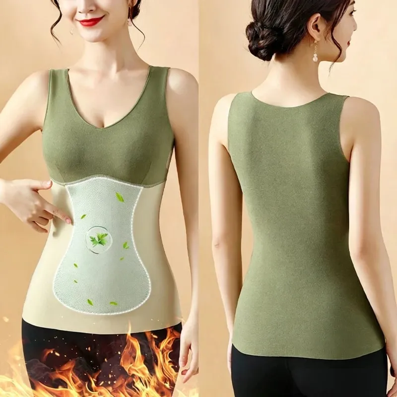 Winter Fleece Thermal Vest for Women Thickened Thermo Lingerie Seamless Soft Warm Inner Wear Female Undershirt With Bra Padded — image 3
