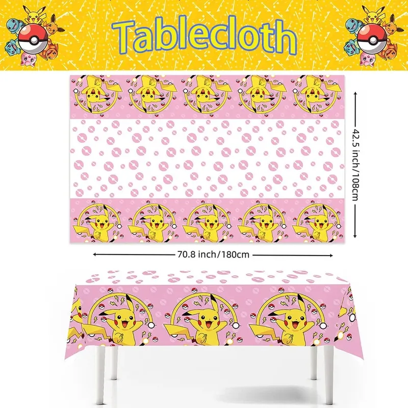 Nappe Pokemon jetable, décoration d'anniversaire, couverture de table Pikachu, cadeaux d'anniversaire pour enfants, fournitures de réception-cadeau pour bébé, 1/10 pièces — image 2